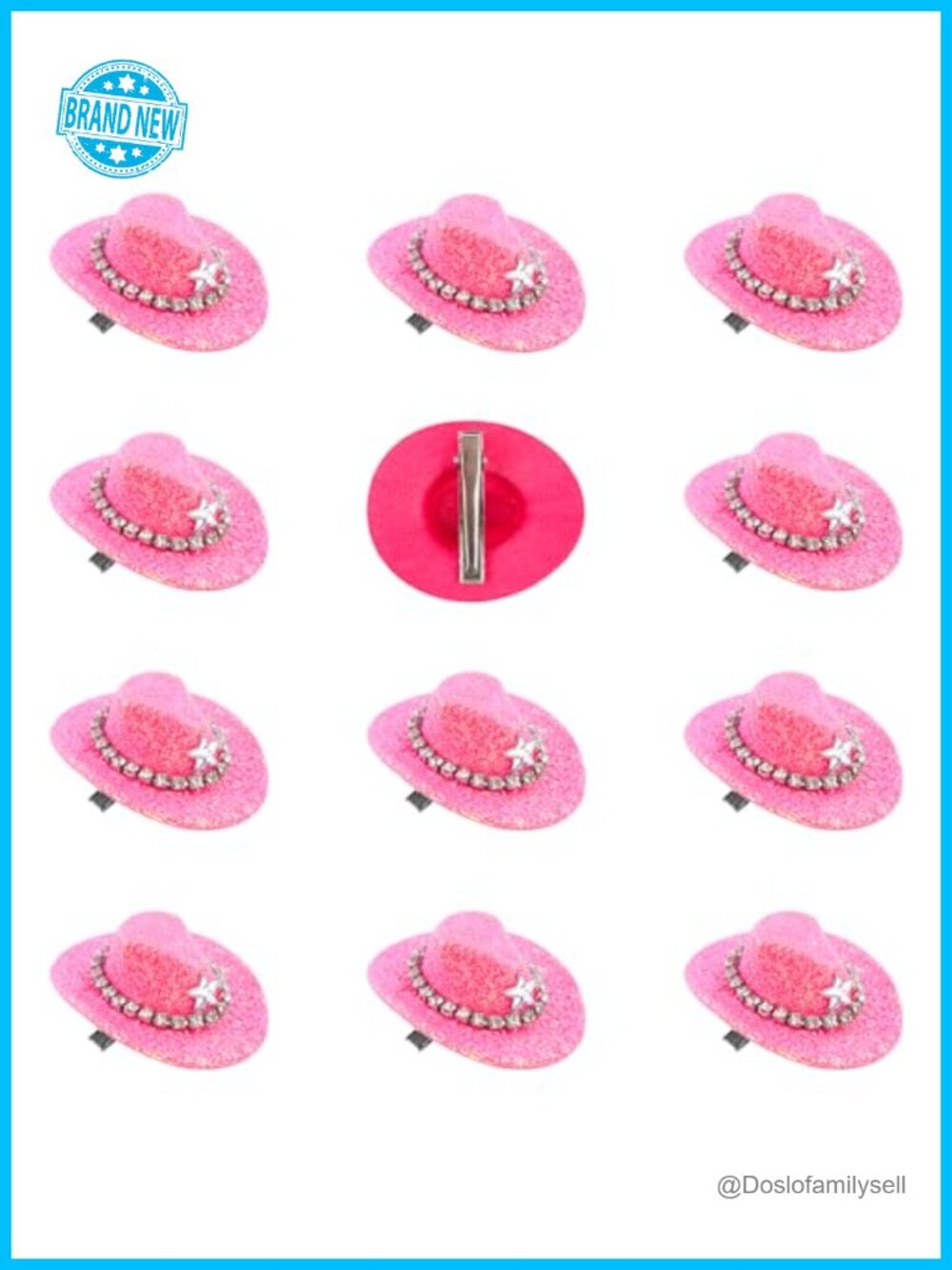 12 Pack Mini Cowboy Hats Hair Clips PU Leather Western Retro